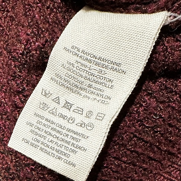 Free People Alana Burgundy Off Shoulder Slouchy Long Sleeve Top Sz Medium - Picture 6 of 6